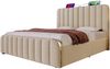 Polsterbett 160×200 cm mit 4 Schubladen, USB/Typ-C im Kopfteil, Leinen Beige Bild 5
