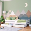 Bellabino 'Kuru' Kinderbett 90x200 cm mit 2 Schubladen, weiß, Jugendbett mit Rausfallschutz und Lattenrost