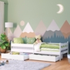 Bellabino 'Kuru' Kinderbett 90x200 cm mit 2 Schubladen, weiß, Jugendbett mit Rausfallschutz und Lattenrost