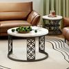 2er-Set Couchtisch aus Marmor-Furnier mit Metallrahmen & Kontrastdesign, 70x70x45 cm + 45x45x37 cm Bild 5