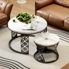 2er-Set Couchtisch aus Marmor-Furnier mit Metallrahmen & Kontrastdesign, 70x70x45 cm + 45x45x37 cm Bild 3