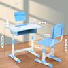 Kinderschreibtisch Set LED-Licht höhenverstellbar Blau Stuhl Schublade Mädchen Bild 2