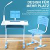 Kinderschreibtisch Set LED-Licht höhenverstellbar Blau Stuhl Schublade Mädchen Bild 5