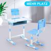 Kinderschreibtisch Set LED-Licht höhenverstellbar Blau Stuhl Schublade Mädchen Bild 3