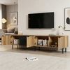 Merax Lowboard mit 3 Schränken & 2 Schubladen, TV-Bank in Schwarz/Holzoptik (208 x 40 x 48 cm, 1 St), TV-Schrank mit Soft-Close & Kabelmanagement, TV-Lowboard bis 85 Zoll Bild 2