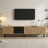 Merax Lowboard mit 3 Schränken & 2 Schubladen, TV-Bank in Schwarz/Holzoptik (208 x 40 x 48 cm, 1 St), TV-Schrank mit Soft-Close & Kabelmanagement, TV-Lowboard bis 85 Zoll Bild 3