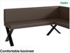 MEBLINI Eckbank für Esszimmer mit ausziehbarem Tisch - Küchenbank - Essecke - Sitzecke Küche - ERIC - X-Beine 128x168x87cm Rechts - Braun Kunstleder/M Weiß Matt Bild 5