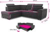 Ecksofa Natan mit Schlaffunktion und einstellbare Kopfstützen - Wohnlandschaft mit Metallfüßen, Couchgarnitur, Bettkasten, Sofa (Ecksofa Links, Schwarz (Kronos 07)) Bild 5