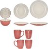 OSITA Rose 16tlg Kombiservice Steingut 4 Personen Becher Schalen Teller Relief Bild 5