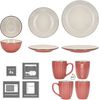 OSITA Rose 16tlg Kombiservice Steingut 4 Personen Becher Schalen Teller Relief Bild 4