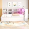 Merax Daybett mit LED und USB-Steckdose (Tagesbett Massivholz Kinderbett Jugendbett, 1 tlg), Schlafsofa 90x200cm mit hydraulischem Stauraum und Ablagefächern Bild 3