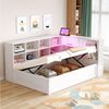 Merax Daybett mit LED und USB-Steckdose (Tagesbett Massivholz Kinderbett Jugendbett, 1 tlg), Schlafsofa 90x200cm mit hydraulischem Stauraum und Ablagefächern Bild 2
