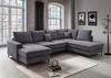 Wohnlandschaft >Rube< Schlaffunktion, Stauraum, Cord grau - 309x92x198cm (BxHxT) Bild 2