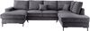 Wohnlandschaft >Rube< Schlaffunktion, Stauraum, Cord grau - 309x92x198cm (BxHxT) Bild 1
