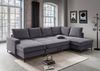 Wohnlandschaft >Rube< Schlaffunktion, Stauraum, Cord grau - 309x92x198cm (BxHxT) Bild 3
