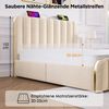 Polsterbett 140x200 cm mit Stauraum und USB- und Type-C-Anschlüssen – Leinenbezug mit goldenen Metallstreifen Bild 5