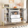 Weißes Sideboard, Glasfronten & Weinregal – Sideboard für Esszimmer & Wohnzimmer – Verstellbarer Fuß – Viel Stauraum & modernes Design Bild 5