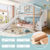 Kinder-Etagenbett, Mit Rutsche und Treppe im skandinavischen Stil Massivholzkonstruktion stabil & sicher mit Geländer & Stauraum platzsparend ideal für Geschwister EN 747-1:2024 zertifiziert, Holz, Weiß Bild 4