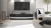 Vladon Lowboard City, TV-Kommode mit Sockelelement, 1 offenem Fach und 3 Schubkästen, Schwarz matt/Schwarz Hochglanz, inkl. LED-Beleuchtung (178 x variabel x 39 cm) Bild 3