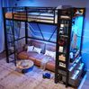 Hochbett mit Schubladen, LED, USB/Steckdose & Lochbrett, 90x200 cm, ohne Matratze, schwarz Bild 3
