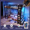 Hochbett mit Schubladen, LED, USB/Steckdose & Lochbrett, 90x200 cm, ohne Matratze, schwarz Bild 4