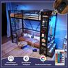 Hochbett mit Schubladen, LED, USB/Steckdose & Lochbrett, 90x200 cm, ohne Matratze, schwarz Bild 4