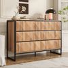 Sideboard, Holzdekor/Schwarz mit 6 Schubladen & Metallgestell, 120x40x80 cm, Schwarz/Natur Bild 2