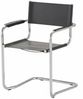 k-hometrends Freischwinger KADA (2er-Set), Designstühle aus Recyceltes Leder in schwarz und Rundrohrgestell Bild 2