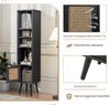 Rattan Hochschrank Bücherregal mit 4 Ablagen & Rattantür Kommode Boho Style Schwarz Bild 4