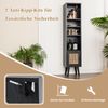 Rattan Hochschrank Bücherregal mit 4 Ablagen & Rattantür Kommode Boho Style Schwarz Bild 5