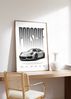 Silberner Sportwagen Poster · Geschenkidee · Luxus Coupé Wandbild · Deko Print ohne Rahmen - 40x50cm Bild 3