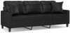 vidaXL 3-Sitzer-Sofa mit Zierkissen Schwarz 180 cm Kunstleder 3200808 Bild 2
