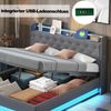 Polsterbett mit LED & USB-Anschluss, hydraulischem Stauraum, 160x200 cm, Grau, ohne Matratze Bild 2