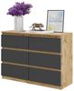 Furnica Kommode GABRIEL 6 Schubladen - Votan Eiche H70cm B100cm T33cm Bild 5