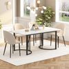 Esstisch B 140 x T 80 x H 75 cm, MDF mit Marmor‑Muster, Metallgestell, verstellbare Füße,Weiß und Schwarz Bild 2