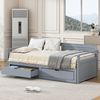 Tagesbett Grau Ausziehbar 90-180x190 Massivkiefer Schubladen Stauraum 200kg Tragkraft Gästebett Wohnzimmer Kompakt Bild 2