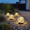 4x LED Solarleuchte, Bruchglasoptik, Glas, Kugel, IP44, Akku, D 12 cm Bild 2