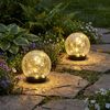 4x LED Solarleuchte, Bruchglasoptik, Glas, Kugel, IP44, Akku, D 12 cm Bild 3