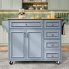 Kücheninsel, Modernes Küchensiland, Küchenschrank, Abnehmbare Servierwagen buffetschrank, Speisewagen mit Vintage-Muster, buffetschrank, Multifunktionale Esstisch mit Speicherraum, Blau, 110×45-75×92cm Bild 3