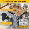Kücheninsel, Modernes Küchensiland, Küchenschrank, Abnehmbare Servierwagen buffetschrank, Speisewagen mit Vintage-Muster, buffetschrank, Multifunktionale Esstisch mit Speicherraum, Blau, 110×45-75×92cm Bild 5