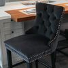 Barhocker Samt Schwarz mit Holzbeinen, B 44 x T 54 x H 108 cm, 2er-Set Bild 2