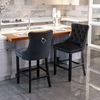 Barhocker Samt Schwarz mit Holzbeinen, B 44 x T 54 x H 108 cm, 2er-Set Bild 4