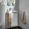 FACKELMANN SBC MILANO Waschbeckenunterschrank Gäste WC 45 cm breit, Weiß/Braun hell, Türanschlag rechts Bild 2