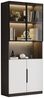 BlingBin Vitrine Moderne Minimalistische Standvitrine mit Glastüren und LED-Leuchten (1er Set, 1-St, 80*30*200cm, Tragend: 30KG, Weiße Türen mit Schwarzer Dekoration) Bücherregal für Sammlerstücke, Einstellbare Farbtemperatur & Helligkei Bild 5