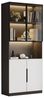 BlingBin Vitrine Moderne Minimalistische Standvitrine mit Glastüren und LED-Leuchten (1er Set, 1-St, 80*30*200cm, Tragend: 30KG, Weiße Türen mit Schwarzer Dekoration) Bücherregal für Sammlerstücke, Einstellbare Farbtemperatur & Helligkei Bild 4