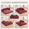 LVHOM Loungesofa faltbar mit Schlaffunktion, Stabil-/abnehmbarer Außenrahmen aus Metall, frei kombinierbar, Liege- oder Klappsofa, 3 Kissen, Hochelastischer Schaumstoff, weicher Cordstoff, Praktische Seitentaschen zur Aufbewahrung, Ideal für flexible R... Bild 3