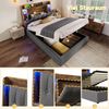 Polsterbett 90x200 cm mit LED Lichtleiste USB Ladefunktion Stauraum Kopfteil,Grau Bild 5