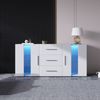 Sideboard mit LED-Beleuchtung, 3 Schubladen & 2 Schrankfächer, 140 x 35 x 70 cm, Weiß Bild 2