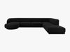 Micadoni 6-Sitzer Samtstoff Ecke rechts Sofa Miley | Beinfarbe Black Plastic, Schwarz Bild 2