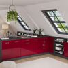 Küchenschrank für Dachschrägen R-Line Rot Hochglanz 60 cm ohne Schräge mit 3 Schubladen Vicco Bild 5